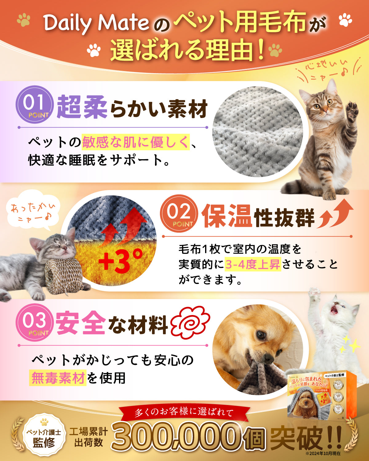 【予約販売】ペット用毛布ブランケット 4枚セット | 犬猫用 マイクロファイバー