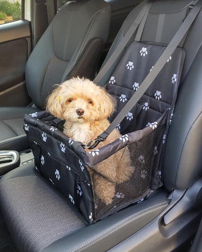 犬猫兼用 飛び出し防止ベルト付き ペット用ドライブキャリー 折りたたみ式 車載ボックス